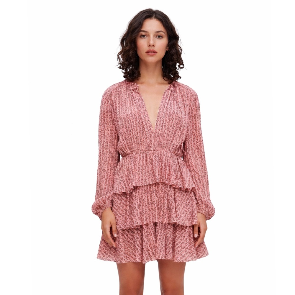 NWT Maje Rilivate Floral Print Tiered Mini Dress